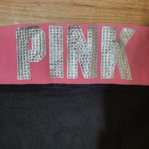 Victoria's Secret PINK Y2K Rhinestone Bling Studded Pink/Black Capris Size M